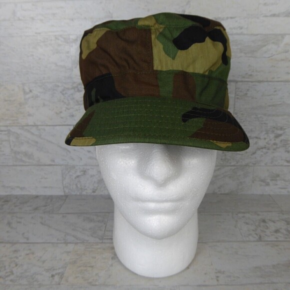 Army Military Woodland Camo Cold Winter Ear Flap Hat Cap Size 7 1/4” - Picture 1 of 7